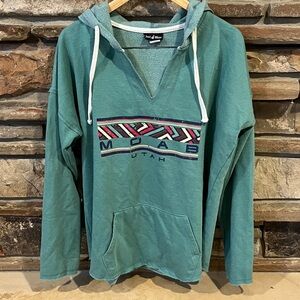 Just 4 Wear Moab Utah Turquoise Fleece V-neck Hoodie